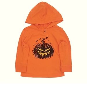 🆕 Cat and Jack Orange Halloween T-Shirt Hoodie Pumpkin Bat NWT 🐈‍⬛ 🎃